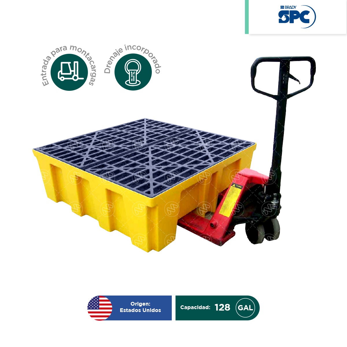 tarima antiderrames para 4 tambos spc 03